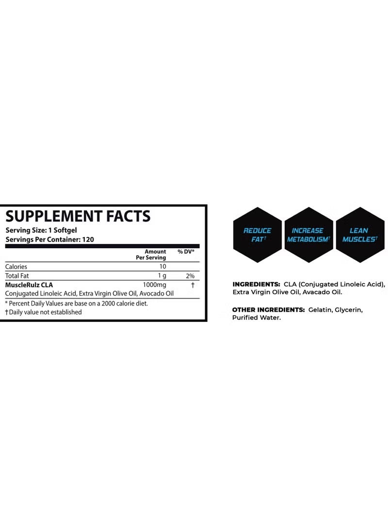Muscle Rulz CLA 1000 mg 120 Softgels - Image 3